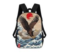 sinyumoney Sac À Dos Scolaire Pour Enfants Imprimé En 3D Great Wave of Eagle Sacs À Dos, Sacs À Dos De Voyage Décontractés, Grand Sac À Dos De Jour Pour Garçons 17inch