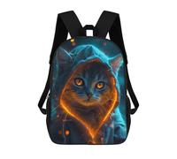 sinyumoney Sac À Dos Scolaire Pour Enfants Imprimé En 3D Grey Cat Glowing at Night Sac À Dos De Sport Pour Garçons Et Filles, Sac À Dos Tendance 17inch
