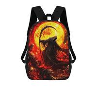 sinyumoney Sac À Dos Scolaire Pour Enfants Imprimé En 3D Grim Reaper in Hellfire Sac À Dos De Sport Pour Garçons Et Filles, Sac À Dos Tendance 17inch