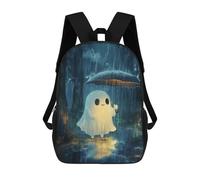 sinyumoney Sac À Dos Scolaire Pour Enfants Imprimé En 3D Halloween Ghost in The Rain Sac À Dos De Sport Pour Garçons Et Filles, Sac À Dos Tendance 17inch