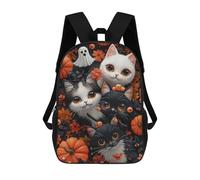 sinyumoney Sac À Dos Scolaire Pour Enfants Imprimé En 3D Halloween Kittens Sacs À Dos, Sacs À Dos De Voyage Décontractés, Grand Sac À Dos De Jour Pour Garçons 17inch