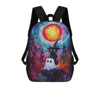 sinyumoney Sac À Dos Scolaire Pour Enfants Imprimé En 3D Halloween Witch Cat Sac À Dos De Sport Pour Garçons Et Filles, Sac À Dos Tendance 17inch