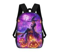 sinyumoney Sac À Dos Scolaire Pour Enfants Imprimé En 3D Halloween Witch on Pumpkins Sac À Dos De Sport Pour Garçons Et Filles, Sac À Dos Tendance 17inch