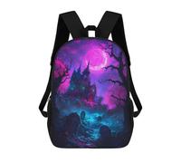 sinyumoney Sac À Dos Scolaire Pour Enfants Imprimé En 3D Haunted Mansion Under Neon Moon Sac À Dos De Sport Pour Garçons Et Filles Sac À Dos Tendance 17inch