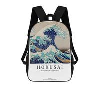 sinyumoney Sac À Dos Scolaire Pour Enfants Imprimé En 3D Hokusais Great Wave Sacs À Dos, Sacs À Dos De Voyage Décontractés, Grand Sac À Dos De Jour Pour Garçons 17inch