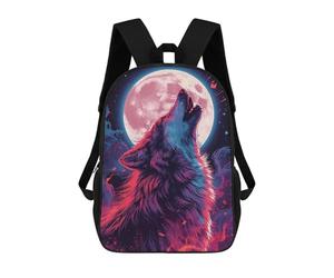 sinyumoney Sac À Dos Scolaire Pour Enfants Imprimé En 3D Howling Wolf Under Pink Moon Art Sac À Dos De Sport Pour Garçons Et Filles, Sac À Dos Tendance 17inch