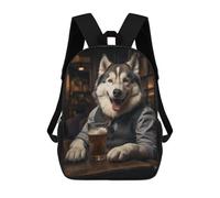 sinyumoney Sac À Dos Scolaire Pour Enfants Imprimé En 3D Husky Dog in The Pub Sac À Dos De Sport Pour Garçons Et Filles, Sac À Dos Tendance 17inch