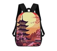 sinyumoney Sac À Dos Scolaire Pour Enfants Imprimé En 3D Japanese Landscape Paint Sac À Dos De Sport Pour Garçons Et Filles, Sac À Dos Tendance 17inch