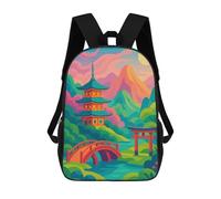 sinyumoney Sac À Dos Scolaire Pour Enfants Imprimé En 3D Japanese Landscape with Pagoda And Torii Sac À Dos De Sport Pour Garçons Et Filles, Sac À Dos Tendance 17inch