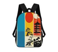 sinyumoney Sac À Dos Scolaire Pour Enfants Imprimé En 3D Japanese Landscape with Pagoda And Trees Sac À Dos De Sport Pour Garçons Et Filles, Sac À Dos Tendance 17inch