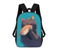 sinyumoney Sac À Dos Scolaire Pour Enfants Imprimé En 3D Kawaii Cat Eating Sashimi Sac À Dos De Sport Pour Garçons Et Filles Sac À Dos Tendance 17inch