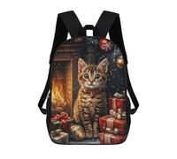 sinyumoney Sac À Dos Scolaire Pour Enfants Imprimé En 3D Kitten by The Fireplace Sac À Dos De Sport Pour Garçons Et Filles, Sac À Dos Tendance 17inch