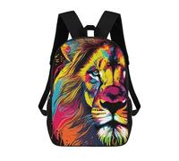 sinyumoney Sac À Dos Scolaire Pour Enfants Imprimé En 3D Lion Pop Art Animal Face Sac À Dos De Sport Pour Garçons Et Filles, Sac À Dos Tendance 17inch