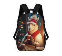 sinyumoney Sac À Dos Scolaire Pour Enfants Imprimé En 3D Llama Coffee Christmas Sacs À Dos, Sacs À Dos De Voyage Décontractés, Grand Sac À Dos De Jour Pour Garçons 17inch