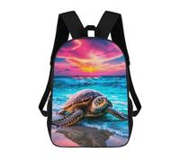 sinyumoney Sac À Dos Scolaire Pour Enfants Imprimé En 3D Majestic Sea Turtle at Sunset Sac À Dos De Sport Pour Garçons Et Filles, Sac À Dos Tendance 17inch