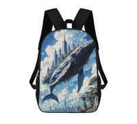 sinyumoney Sac À Dos Scolaire Pour Enfants Imprimé En 3D Majestic Sky Whale Carrying A Floating City Above A Coastal Metropolis Sac À Dos De Sport Pour Garçons Et Filles, Sac À Dos Tendance 17inch