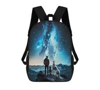 sinyumoney Sac À Dos Scolaire Pour Enfants Imprimé En 3D Man And Dogs Stargazing Sac À Dos De Sport Pour Garçons Et Filles, Sac À Dos Tendance 17inch