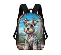 sinyumoney Sac À Dos Scolaire Pour Enfants Imprimé En 3D Miniature Schnauzer Sac À Dos De Sport Pour Garçons Et Filles, Sac À Dos Tendance 17inch