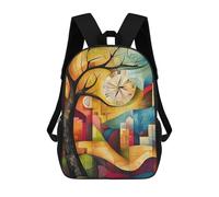 sinyumoney Sac À Dos Scolaire Pour Enfants Imprimé En 3D Modern Cubist Vision of The Persistence of Memory Sacs À Dos, Sacs À Dos De Voyage Décontractés, Grand Sac À Dos De Jour Pour Garçons 17inch