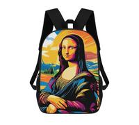 sinyumoney Sac À Dos Scolaire Pour Enfants Imprimé En 3D Mona Lisa Pop Art Sacs À Dos, Sacs À Dos De Voyage Décontractés, Grand Sac À Dos De Jour Pour Garçons 17inch