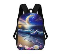 sinyumoney Sac À Dos Scolaire Pour Enfants Imprimé En 3D Moonlit Swan Serenity -1, Grande Capacité, Idéal Pour Les Voyages, Les Livres Et L'école.