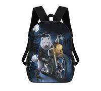 sinyumoney Sac À Dos Scolaire Pour Enfants Imprimé En 3D Motorcycle Wolf Moon Night, Grande Capacité, Idéal Pour Les Voyages, Les Livres Et L'école.