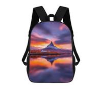 sinyumoney Sac À Dos Scolaire Pour Enfants Imprimé En 3D Mountain Reflection at Sunset Sac À Dos De Sport Pour Garçons Et Filles Sac À Dos Tendance 17inch