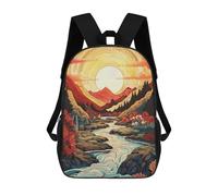 sinyumoney Sac À Dos Scolaire Pour Enfants Imprimé En 3D Mountain River at Sunset Illustration Sac À Dos De Sport Pour Garçons Et Filles, Sac À Dos Tendance 17inch