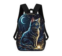 sinyumoney Sac À Dos Scolaire Pour Enfants Imprimé En 3D Mystical Cat Sacs À Dos, Sacs À Dos De Voyage Décontractés, Grand Sac À Dos De Jour Pour Garçons 17inch
