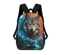 sinyumoney Sac À Dos Scolaire Pour Enfants Imprimé En 3D Mystical Moon Lone Wolf Sacs À Dos, Sacs À Dos De Voyage Décontractés, Grand Sac À Dos De Jour Pour Garçons 17inch