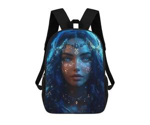 sinyumoney Sac À Dos Scolaire Pour Enfants Imprimé En 3D Mystical Woman with Blue Hair Sacs À Dos, Sacs À Dos De Voyage Décontractés, Grand Sac À Dos De Jour Pour Garçons 17inch