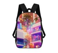 sinyumoney Sac À Dos Scolaire Pour Enfants Imprimé En 3D Neon Cityscape with Palm Trees -1 Sac À Dos De Sport Pour Garçons Et Filles, Sac À Dos Tendance 17inch