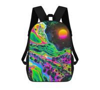 sinyumoney Sac À Dos Scolaire Pour Enfants Imprimé En 3D Neon Cosmic Abstract, Grande Capacité, Idéal Pour Les Voyages, Les Livres Et L'école.