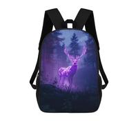 sinyumoney Sac À Dos Scolaire Pour Enfants Imprimé En 3D Neon Deer in Forest Sacs À Dos, Sacs À Dos De Voyage Décontractés, Grand Sac À Dos De Jour Pour Garçons 17inch