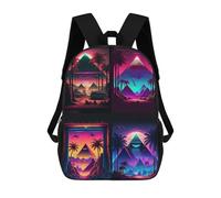 sinyumoney Sac À Dos Scolaire Pour Enfants Imprimé En 3D Neon Desert Pyramids Sacs À Dos, Sacs À Dos De Voyage Décontractés, Grand Sac À Dos De Jour Pour Garçons 17inch
