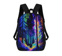 sinyumoney Sac À Dos Scolaire Pour Enfants Imprimé En 3D Neon Forest Glow, Grande Capacité, Idéal Pour Les Voyages, Les Livres Et L'école.