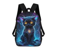 sinyumoney Sac À Dos Scolaire Pour Enfants Imprimé En 3D Neon Galaxy Kitten Sacs À Dos, Sacs À Dos De Voyage Décontractés, Grand Sac À Dos De Jour Pour Garçons 17inch