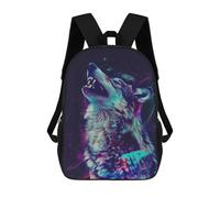 sinyumoney Sac À Dos Scolaire Pour Enfants Imprimé En 3D Neon Glitch Wolf Sac À Dos De Sport Pour Garçons Et Filles, Sac À Dos Tendance 17inch