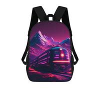 sinyumoney Sac À Dos Scolaire Pour Enfants Imprimé En 3D Neon Mountain Train Sac À Dos De Sport Pour Garçons Et Filles, Sac À Dos Tendance 17inch