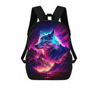 sinyumoney Sac À Dos Scolaire Pour Enfants Imprimé En 3D Neon Wolf Mountainscape, Grande Capacité, Idéal Pour Les Voyages, Les Livres Et L'école.