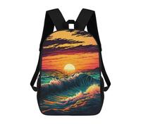 sinyumoney Sac À Dos Scolaire Pour Enfants Imprimé En 3D Ocean Sunset Waves-1 Sac À Dos De Sport Pour Garçons Et Filles, Sac À Dos Tendance 17inch