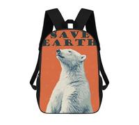 sinyumoney Sac À Dos Scolaire Pour Enfants Imprimé En 3D Original Save Earth Polar Bear Sac À Dos De Sport Pour Garçons Et Filles, Sac À Dos Tendance 17inch