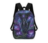 sinyumoney Sac À Dos Scolaire Pour Enfants Imprimé En 3D Ornate Elephant in Floral Fantasy Sacs À Dos, Sacs À Dos De Voyage Décontractés, Grand Sac À Dos De Jour Pour Garçons 17inch