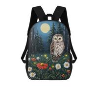 sinyumoney Sac À Dos Scolaire Pour Enfants Imprimé En 3D Owl in A Moonlit Flower Field Sac À Dos De Sport Pour Garçons Et Filles, Sac À Dos Tendance 17inch
