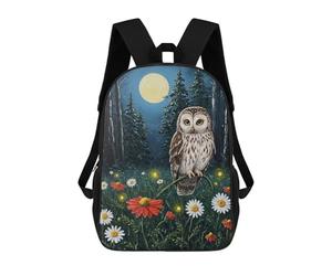 sinyumoney Sac À Dos Scolaire Pour Enfants Imprimé En 3D Owl in A Moonlit Flower Field Sac À Dos De Sport Pour Garçons Et Filles, Sac À Dos Tendance 17inch