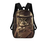 sinyumoney Sac À Dos Scolaire Pour Enfants Imprimé En 3D Owl in Top Hat Art Print Sacs À Dos, Sacs À Dos De Voyage Décontractés, Grand Sac À Dos De Jour Pour Garçons 17inch