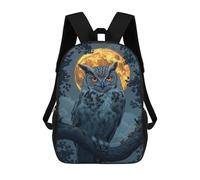 sinyumoney Sac À Dos Scolaire Pour Enfants Imprimé En 3D Owl Under Full Moon Sac À Dos De Sport Pour Garçons Et Filles, Sac À Dos Tendance 17inch