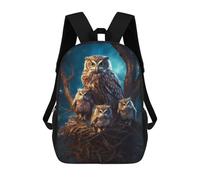 sinyumoney Sac À Dos Scolaire Pour Enfants Imprimé En 3D Owl with Owlets at Night Sac À Dos De Sport Pour Garçons Et Filles Sac À Dos Tendance 17inch