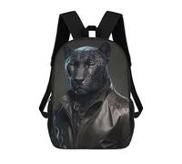 sinyumoney Sac À Dos Scolaire Pour Enfants Imprimé En 3D Panther in Leather Jacket Sac À Dos De Sport Pour Garçons Et Filles, Sac À Dos Tendance 17inch