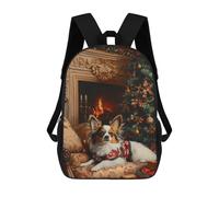 sinyumoney Sac À Dos Scolaire Pour Enfants Imprimé En 3D Papillon Dog by Fireplace Elegant Christmas Dog Art Sacs À Dos, Sacs À Dos De Voyage Décontractés, Grand Sac À Dos De Jour Pour Garçons 17inch